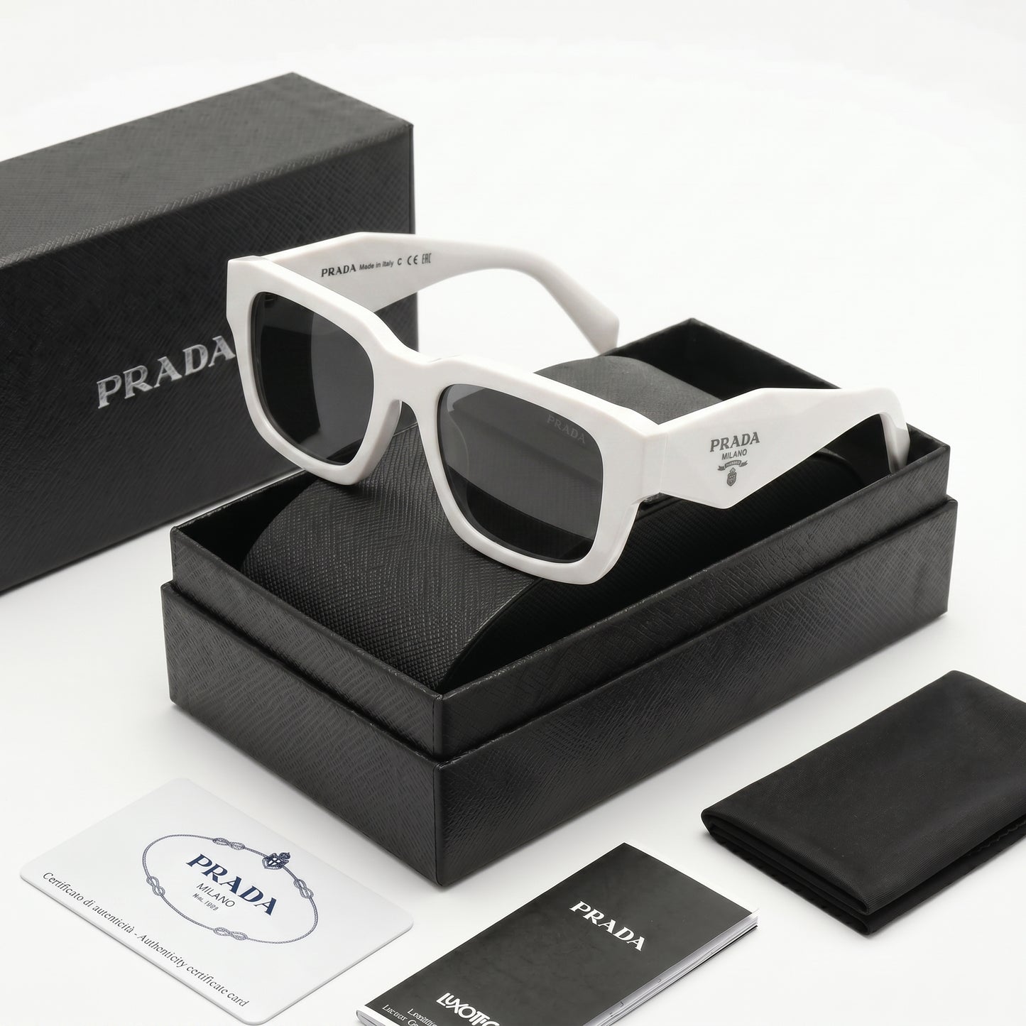 Luxury Square Sunglasses - White